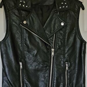 Black Leather Jacket Asymmetrical Zipper Moto Style